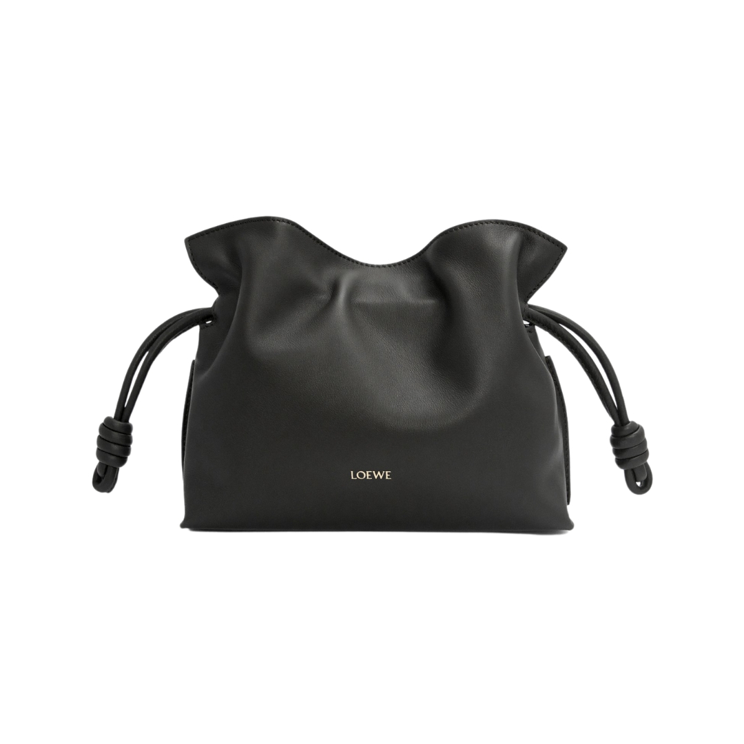 Mini Flamenco Clutch aus Nappaleder in Schwarz 18cm