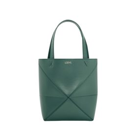 Fold Tote aus glänzendem Kalbsleder in Vetiver 20cm