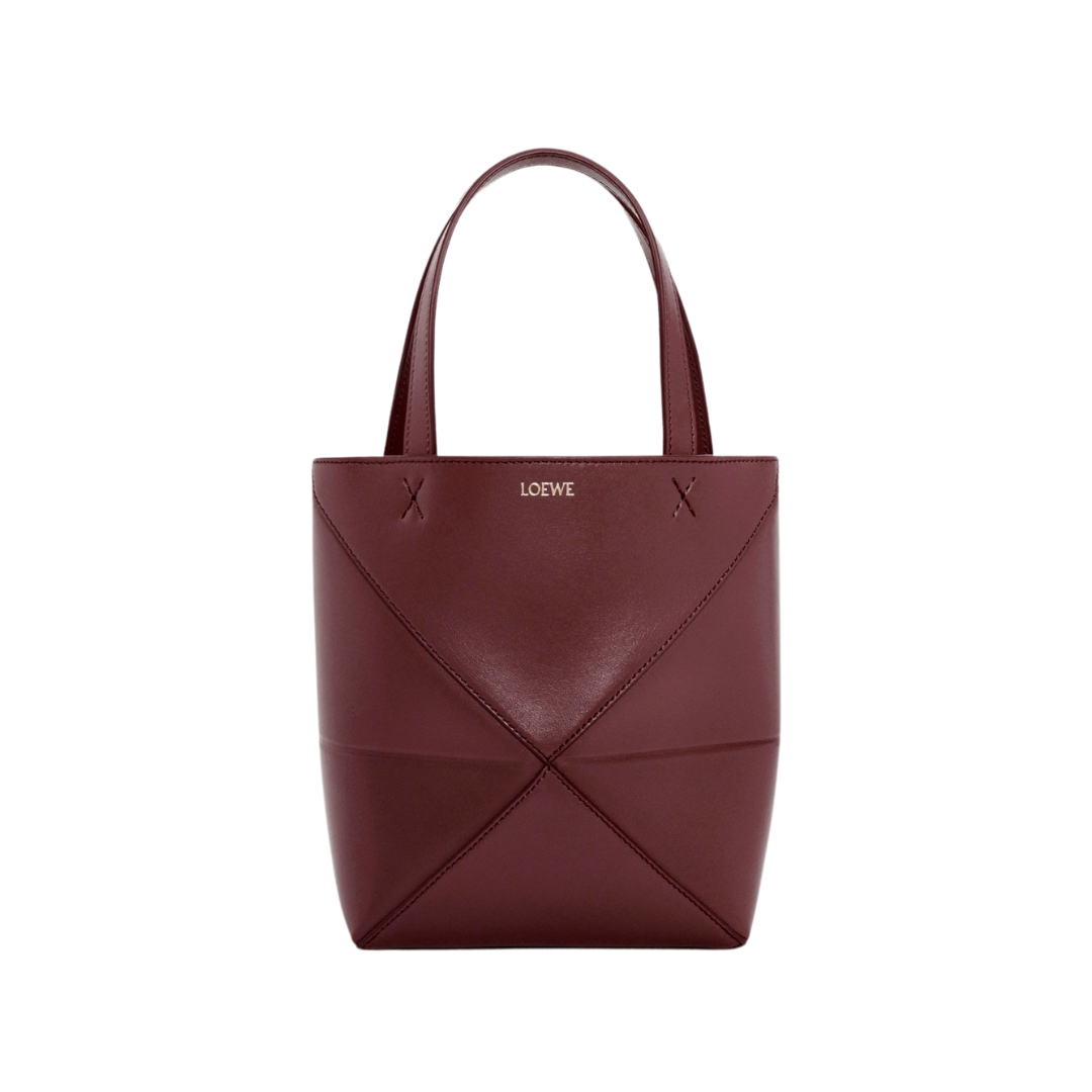 Mini Puzzle Fold Tote Dunkel Burgunder 20cm