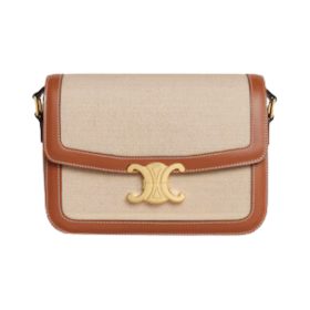 Triomphe Tasche aus Textil und Kalbsleder 22cm