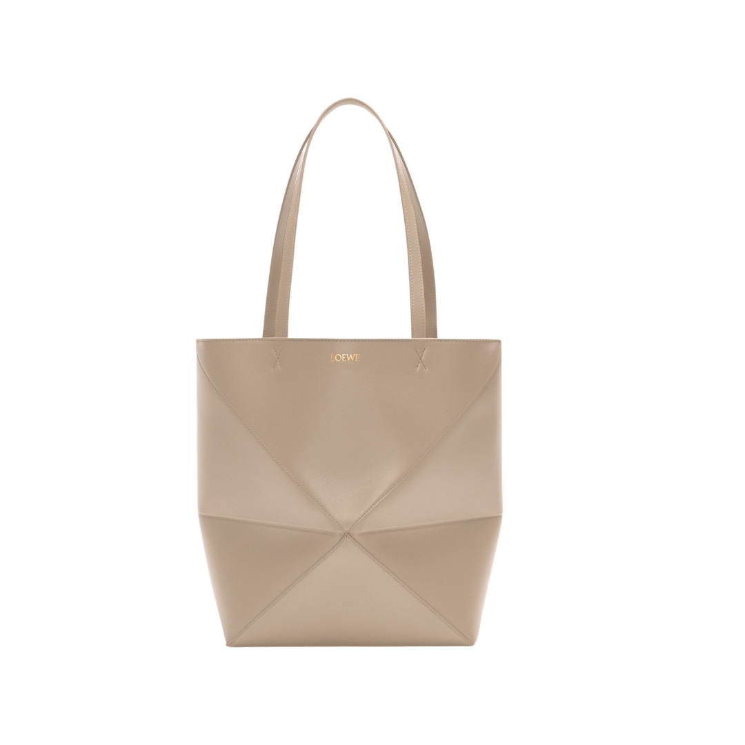 Mittlere Puzzle Fold Tote aus glänzendem Kalbsleder 31.5cm
