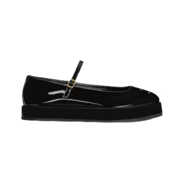 Clara wedge mary-jane ballerina aus patentkalbsleder