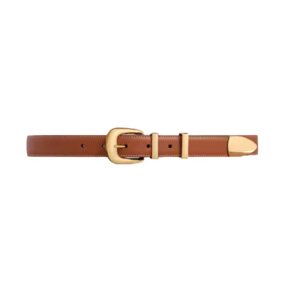 Mittelgroßer Western-Gürtel aus natürlichem Kalbsleder 2.5cm