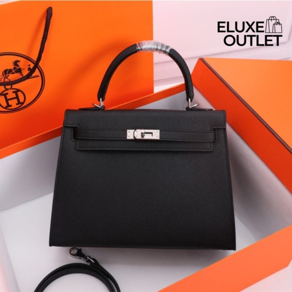 Kelly Epsom 25 Silber Black