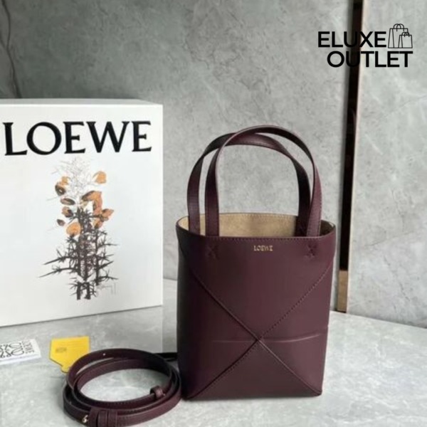 Mini Puzzle Fold Tote Dunkel Burgunder 20cm