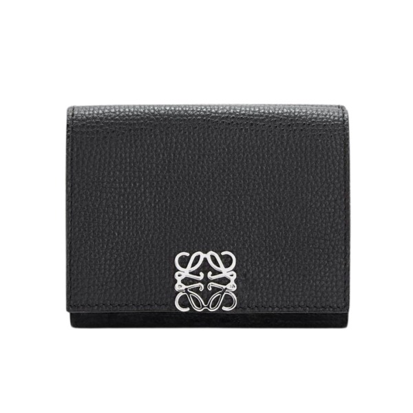 Dreifach gefaltete Brieftasche „Anagram“ aus genarbtem Kalbsleder 7.8cm