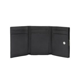 Dreifach gefaltete Brieftasche „Anagram“ aus genarbtem Kalbsleder 7.8cm