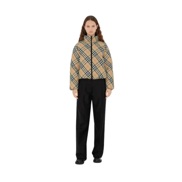 Nylon-Pufferjacke Braun/Beige