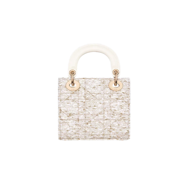 Wit tweed met Cannage-motief in goudkleurig metallic draad 17cm