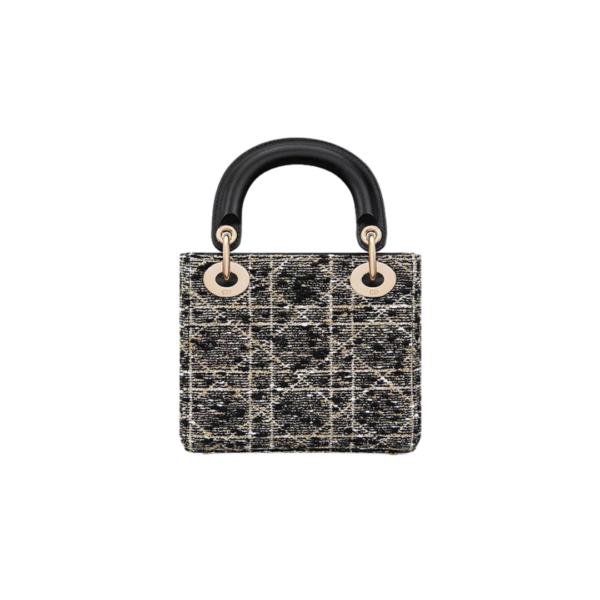 Zwart tweed met Cannage-motief in goudkleurig metallic draad 17cm