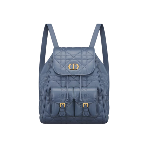 Denimblauw lamsleer met Macrocannage-motief 23cm