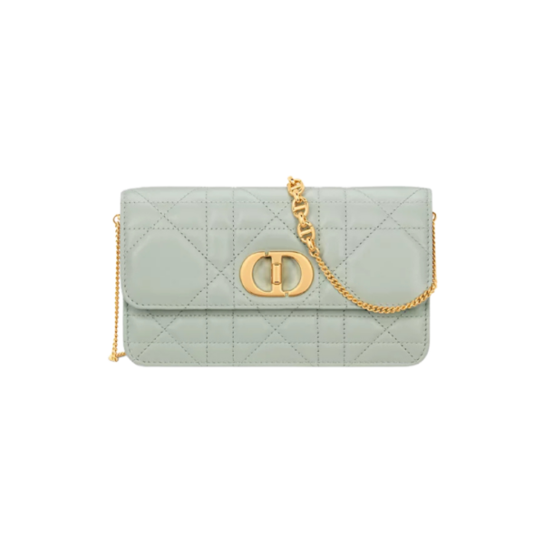 Pistachegroen lamsleer met Macrocannage-motief 19cm