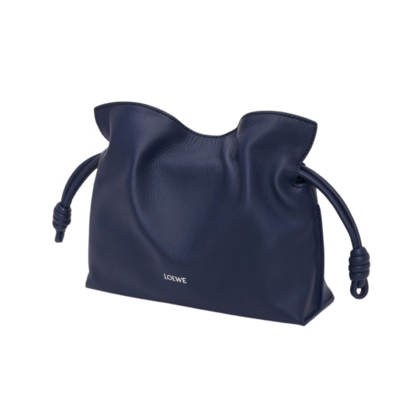 Clutch aus Nappaleder in Abyssblau 18cm