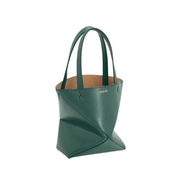 Fold Tote aus glänzendem Kalbsleder in Vetiver 20cm
