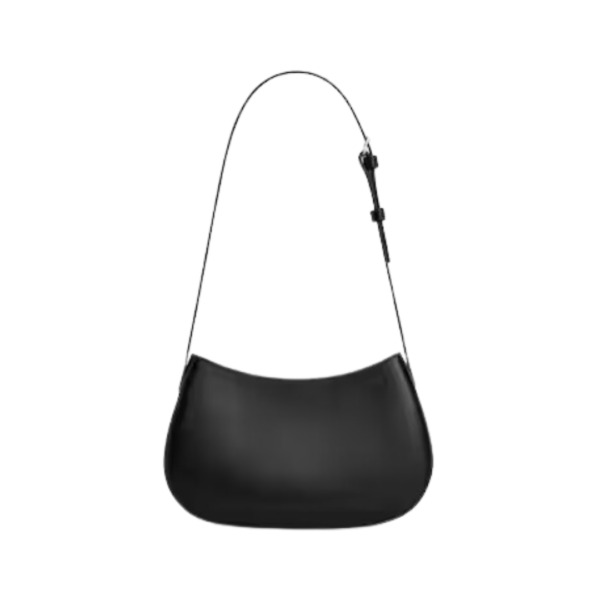 Glänzendes Kalbsleder in Schwarz 22cm