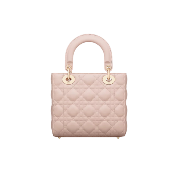 Poederroze lamsleer met Cannage-motief 20cm