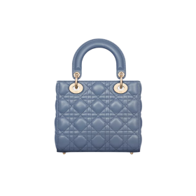 Denimblauw lamsleer met Cannage-motief 20cm