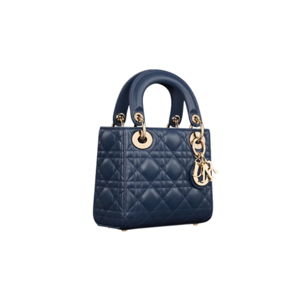 Diep oceaanblauw lamsleer met Cannage-motief 17cm