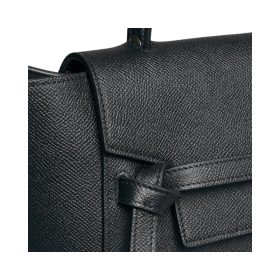 Micro Belt aus strukturiertem Kalbsleder in Schwarz 24cm