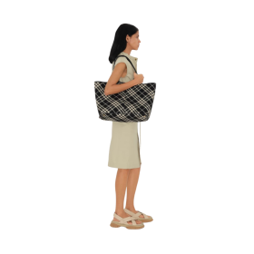 Check Tote Schwarz/Weiß 39 cm