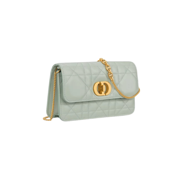 Pistachegroen lamsleer met Macrocannage-motief 19cm