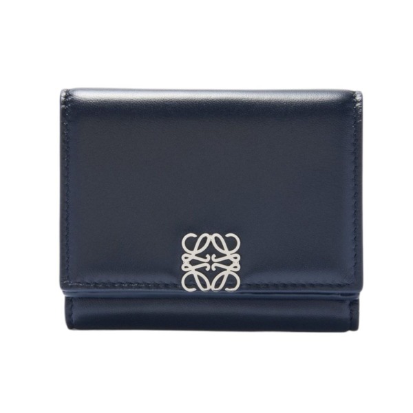 Puffer Anagram Dreifach gefaltete Brieftasche aus glänzendem Nappa-Kalbsledern 7.8cm