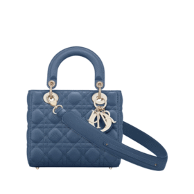 Denimblauw lamsleer met Cannage-motief 20cm