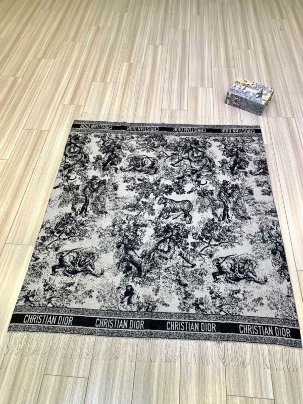 Toile de Jouy Überwurfdecke aus Wolle Schwarz/Weiß 138.5 cm