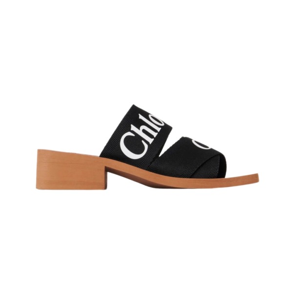 Woody-Mules mit Absatz Schwarz