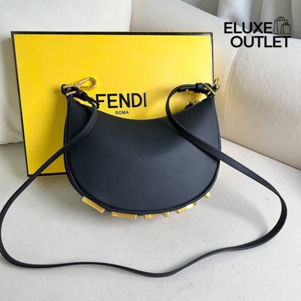 Mini schwarze Ledertasche 13cm