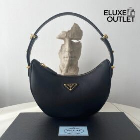 Arqué kleine Lederschultertasche Schwarz 18.5cm