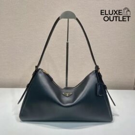 Aimée große Lederschultertasche in Schwarz 23cm