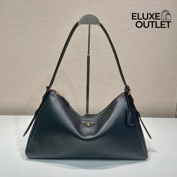 Aimée große Lederschultertasche in Schwarz 23cm