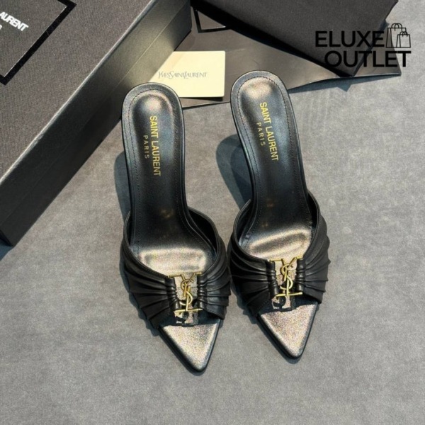 Babylone Mules aus glattem Leder Schwarz 9cm