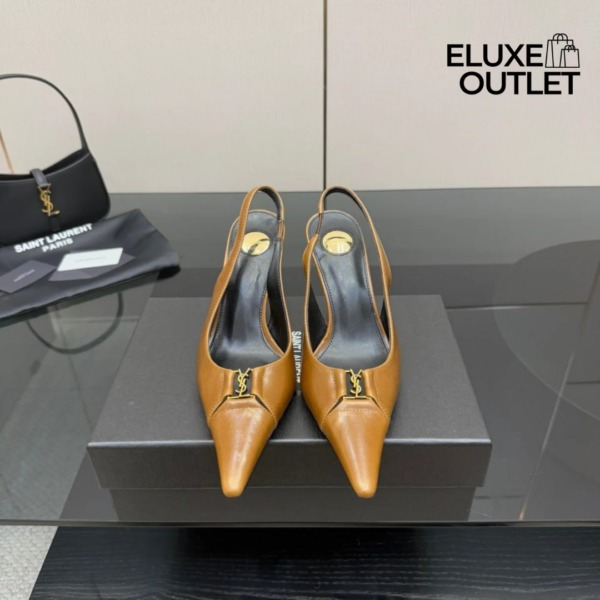 Babylone Breteuil Slingback Pumps aus glattem Leder 9cm