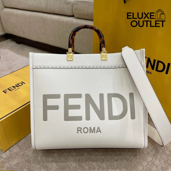 Weiße Leder-Shoppingtasche 31cm