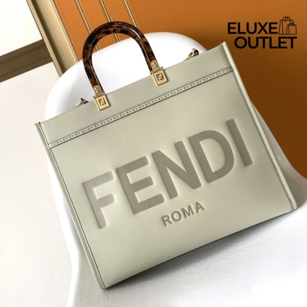 Taubengraue Leder-Shoppingtasche 31cm