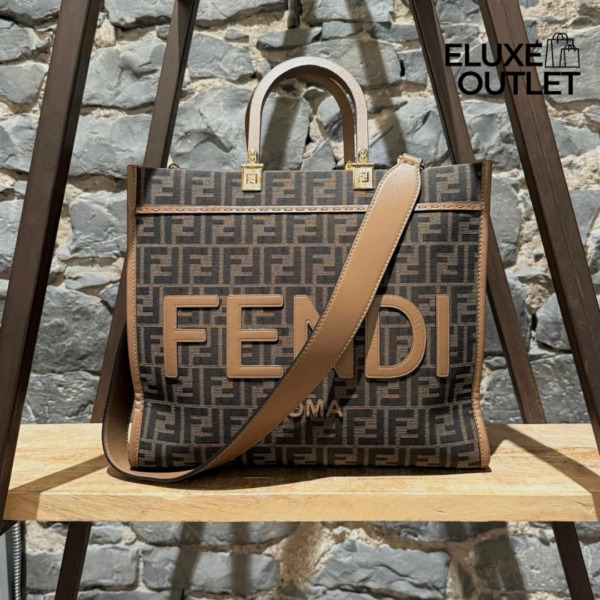 FF braune Stoff Shopping Tasche 35cm