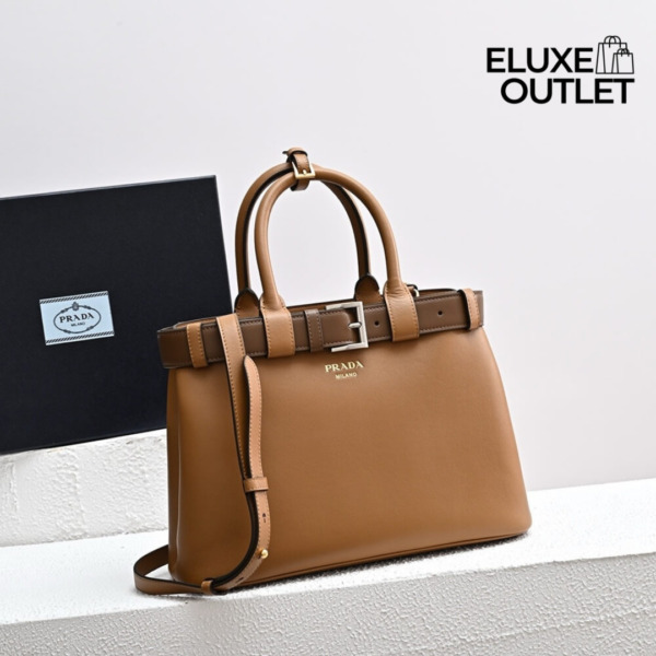 Buckle kleine Lederhandtasche Karamell 23cm