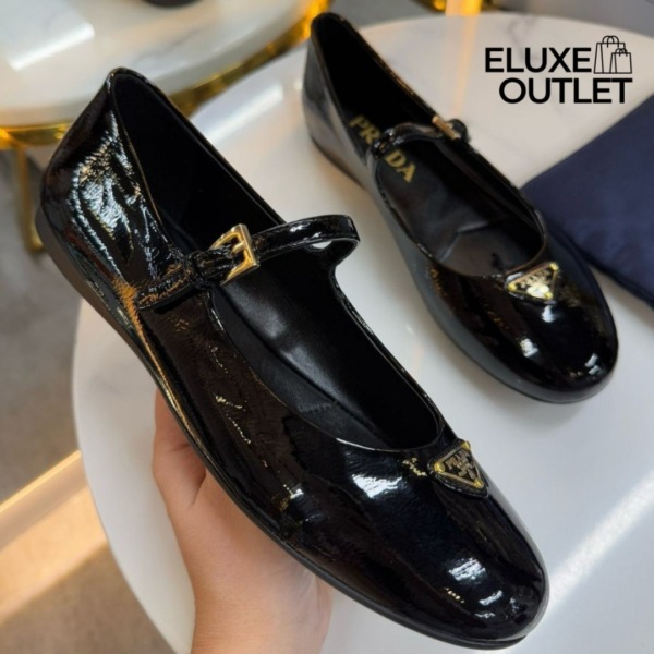 Lackleder-Ballerinas Schwarz