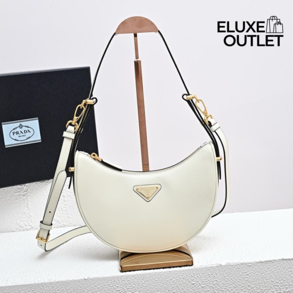 Weiße kleine Lederschultertasche 18.5cm