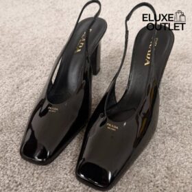 Leder Slingback-Pumps Schwarz 8.5cm
