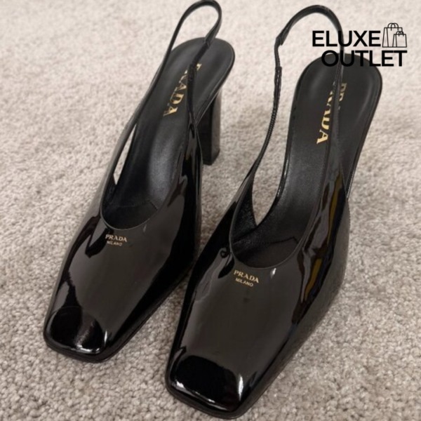 Leder Slingback-Pumps Schwarz 8.5cm