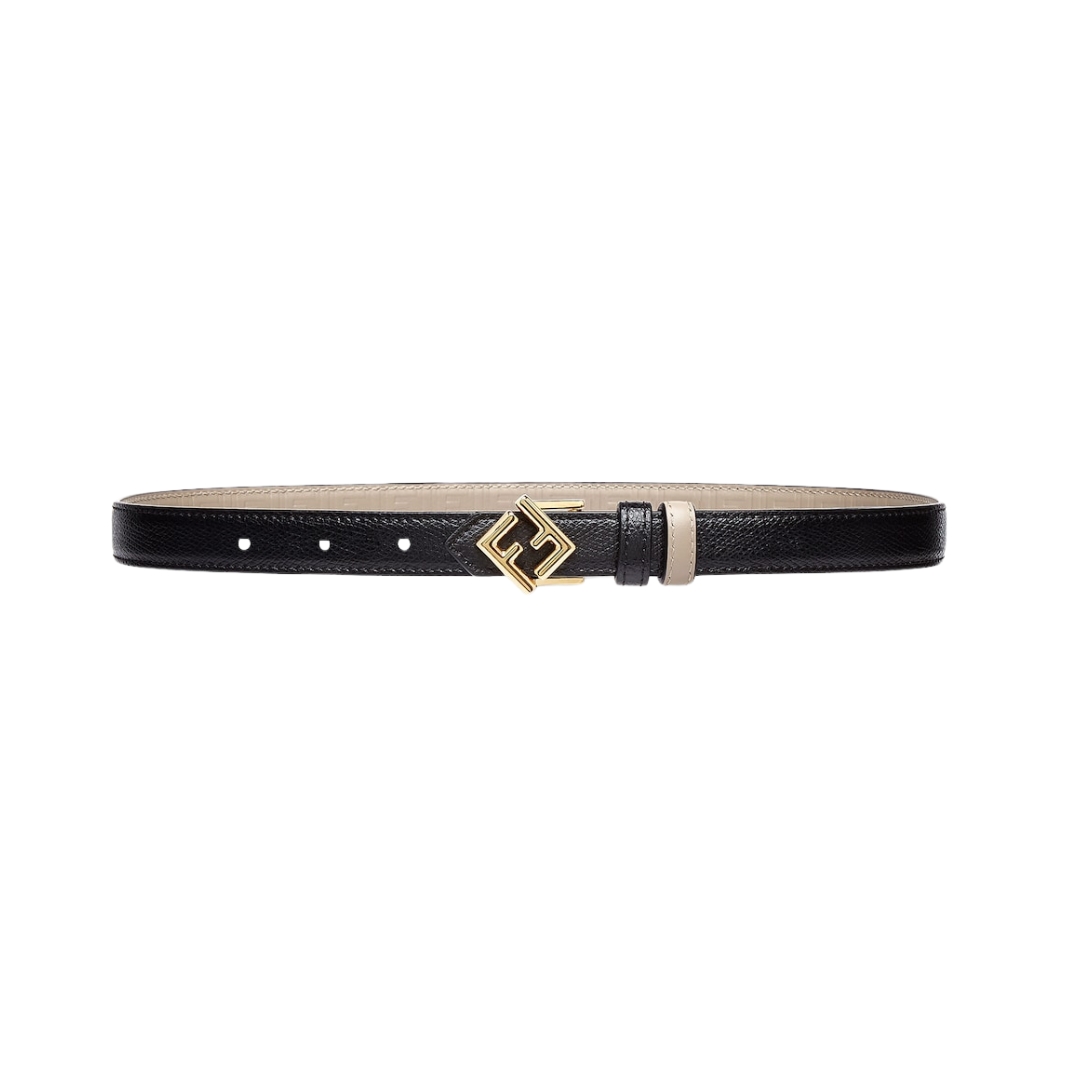 Beidseitiger Leder Gürtel in Schwarz und Beige 2cm
