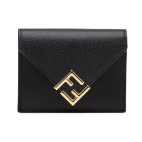 Brieftasche aus schwarzem Leder 8cm