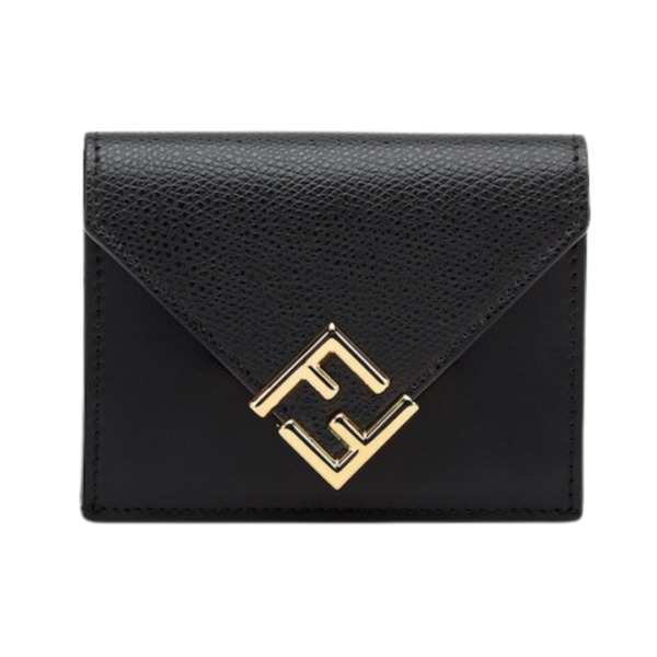 Brieftasche aus schwarzem Leder 8cm