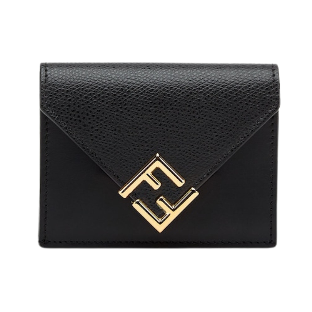 Brieftasche aus schwarzem Leder 8cm
