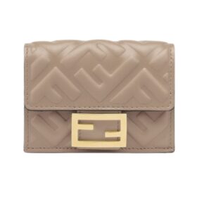 Brieftasche aus graubraunem Nappaleder 7.5cm
