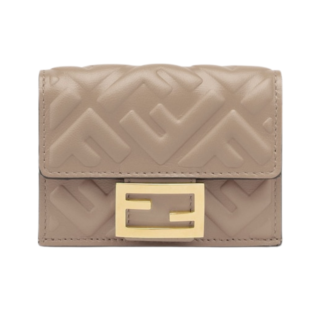 Brieftasche aus graubraunem Nappaleder 7.5cm
