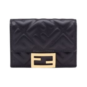 Brieftasche aus schwarzem Nappaleder 7.5cm